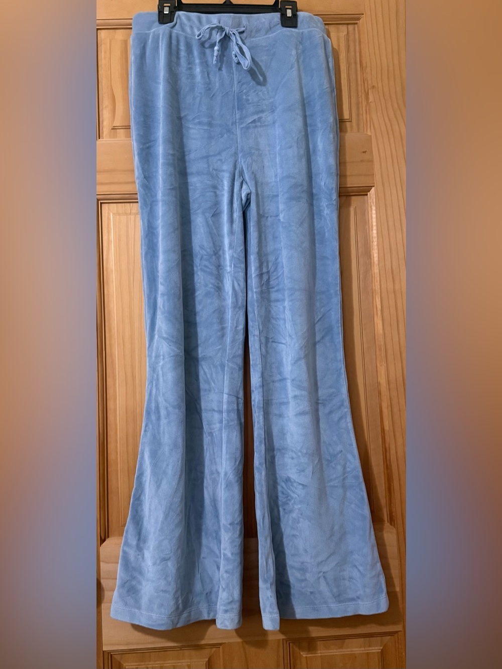 Double Zero Light Blue Velour Flared Lounge Pants Size Medium